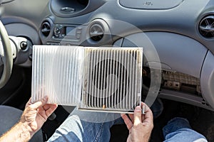 Replacing the dirty cabin pollen air filter for a car