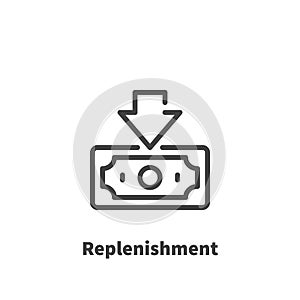 Replenishment of bank account, Money icon.