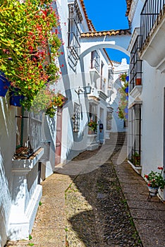 Replica of Calle Cuna at Poble Espanyol village in Barcelona, Spain