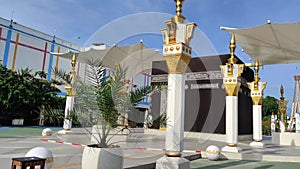 Replica of columns from the Prophet\'s Mosque in Medina and the Kaaba in Mecca