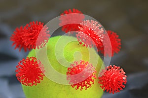 Replica of a corona virus in close up