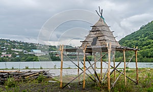 The replica of indigenous people\'s house in the downtown of Petropavlovsk-Kamchatsky. photo