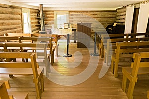 Replica interior of small 1890s rural village church