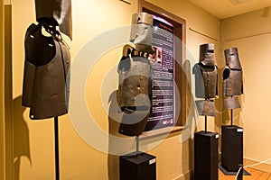 Replica Kelly Gang suits of armour in the Ned Kelly Vault, Beechworth