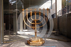 Replica of the Menorah at the excavations at the cardo, old Roman street in Jerusalm