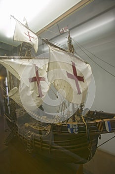 A replica of the Santa Maria sailing ship at 15th-century Franciscan Monasterio de Santa MarÃ¯Â¿Â½a de la RÃ¯Â¿Â½bida, Palos de la Front