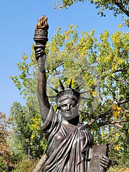 Replica of the Statue of Liberty. She stands is Lyons Park Cheyenne Wyoming