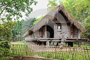 Replica of a traditional tribal house at the Vietnam Museum of Ethnology in Hanoi