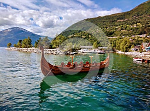 A replica of a viking boat in Valldal in Norway