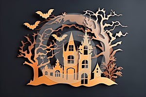 Halloween paper-cut art, a ghostly night coming out.generated ai