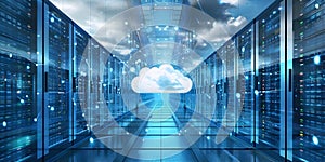 Replicating Data Across Cloud Servers for System Redundancy and Efficiency. Concept Cloud servers, photo