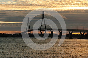 Replot Bridge At Sunset On Kvarken Islands Finland