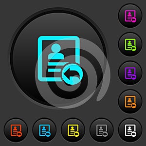 Reply contact dark push buttons with color icons
