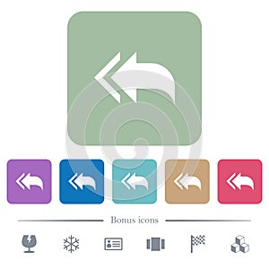 Reply to all recipients flat icons on color rounded square backgrounds