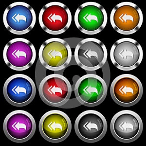 Reply to all recipients white icons in round glossy buttons on black background