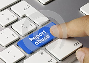 Report abuse - Inscription on Blue Keyboard Key
