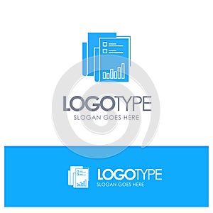 Report, Analytics, Audit, Business, Data, Marketing, Paper Blue Solid Logo with place for tagline
