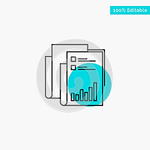 Report, Analytics, Audit, Business, Data, Marketing, Paper turquoise highlight circle point Vector icon