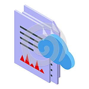 Report data cloud icon, isometric style
