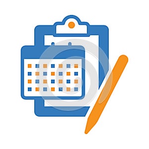 report, date, note, pen, calendar, clip board, report date icon
