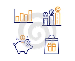Report diagram, Graph chart and Saving money icons set. Holidays shopping sign. Vector