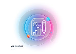 Report document line icon. Column graph sign. Gradient blur button. Vector