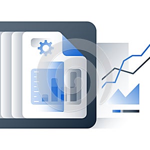 Report graph, big data analyzing, business revenue growth, investment portfolio performance report, fund management