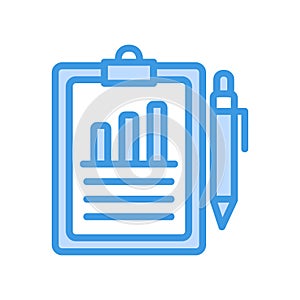 Report icon in blue style about marketing and growth for any projects