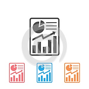 Report icon set in flat style. Accounting symbol for your web site design, logo, app, UI