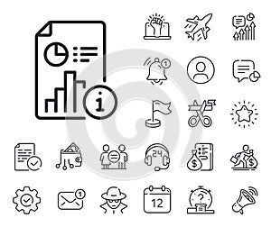 Report line icon. Research document sign. Salaryman, gender equality and alert bell. Vector