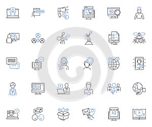 Report line icons collection. Analysis, Overview, Findings, Summary, Results, Insight, Presentation vector and linear
