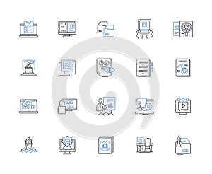 Report line icons collection. Analysis, Research, Findings, Conclusion, Facts, Figures, Data vector and linear