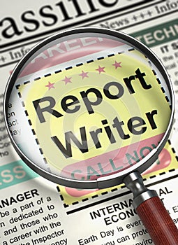 Report Writer Job Vacancy. 3D.