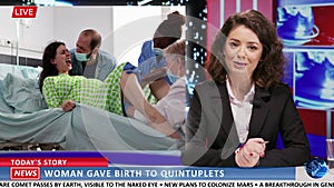 Reportage of new mother giving birth
