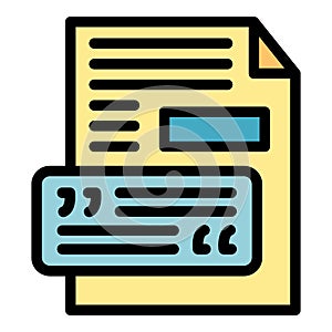 Reportage paper icon color outline vector