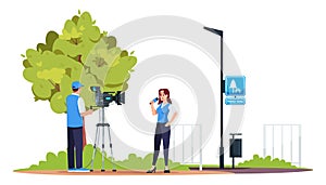 Reportage semi flat RGB color vector illustration