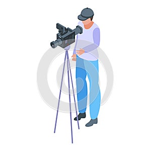 Reportage video cameraman icon, isometric style