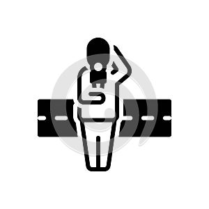 Black solid icon for Reporter, press and newsman photo