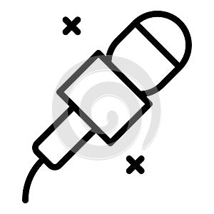 Reporter microphone icon outline vector. Studio media