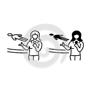 Reporter and murder scene, crime news outline and glyph icons