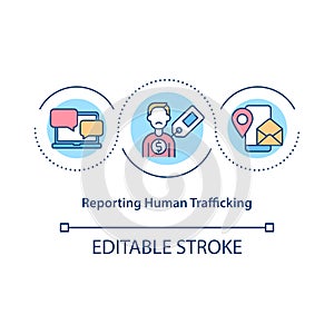 Reporting human trafficking concept icon