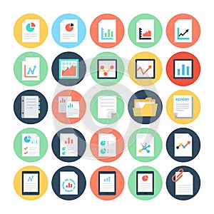 Reports and Analytics Colored Vector Icons 2