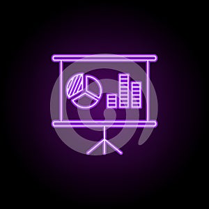 reports in presentation outline icon. Elements of Security in neon style icons. Simple icon for websites, web design, mobile app,
