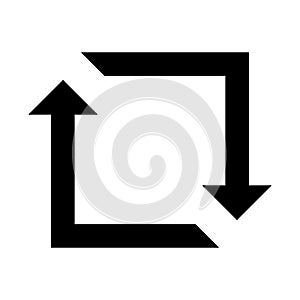 Repost retweet icon, square with swirling arrows recycle