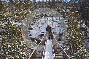 Repovesi National Park, aerial winter view, landscape view of a finnish park, southern Finland, Kouvola and Mantyharju, region of