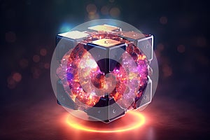 Representacion 3d del magico y poderoso cubo de Metatron. Generative AI photo