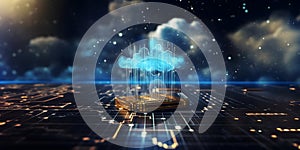 Representation of blockchain and big data . Cloud computing network internet storage