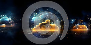 Representation of blockchain and big data . Cloud computing network internet storage