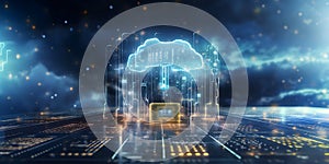 Representation of blockchain and big data . Cloud computing network internet storage