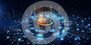 Representation of blockchain and big data . Cloud computing network internet storage